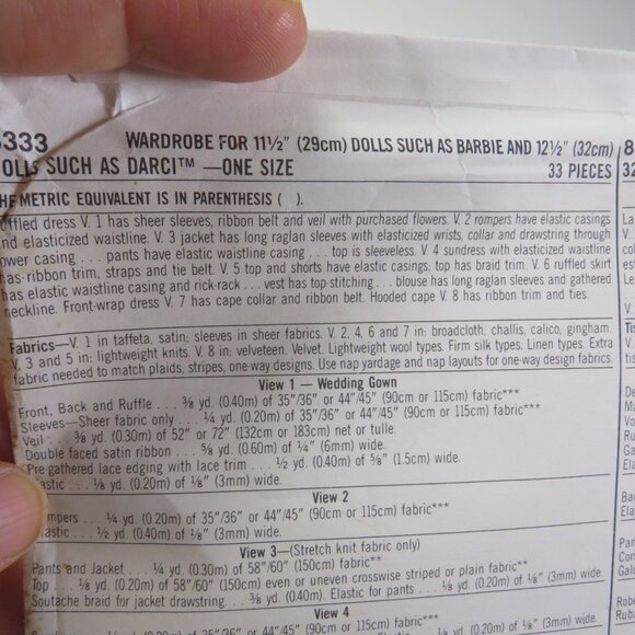 Simplicity 8333 Sewing Pattern 11.5 & 12.5" tall Doll Clothes INCOMPLETE see all - Picture 9 of 16